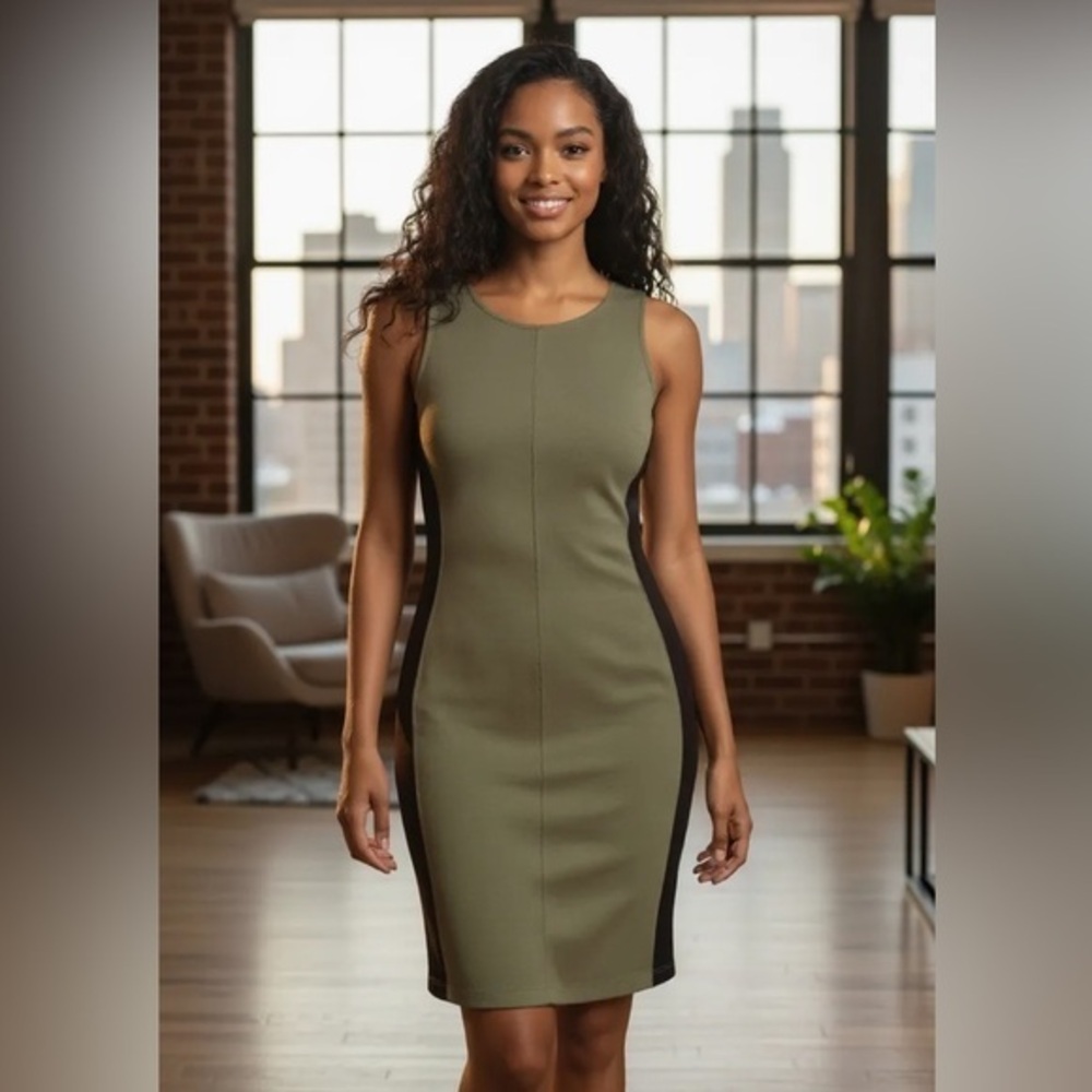 Olive green bodycon dress
